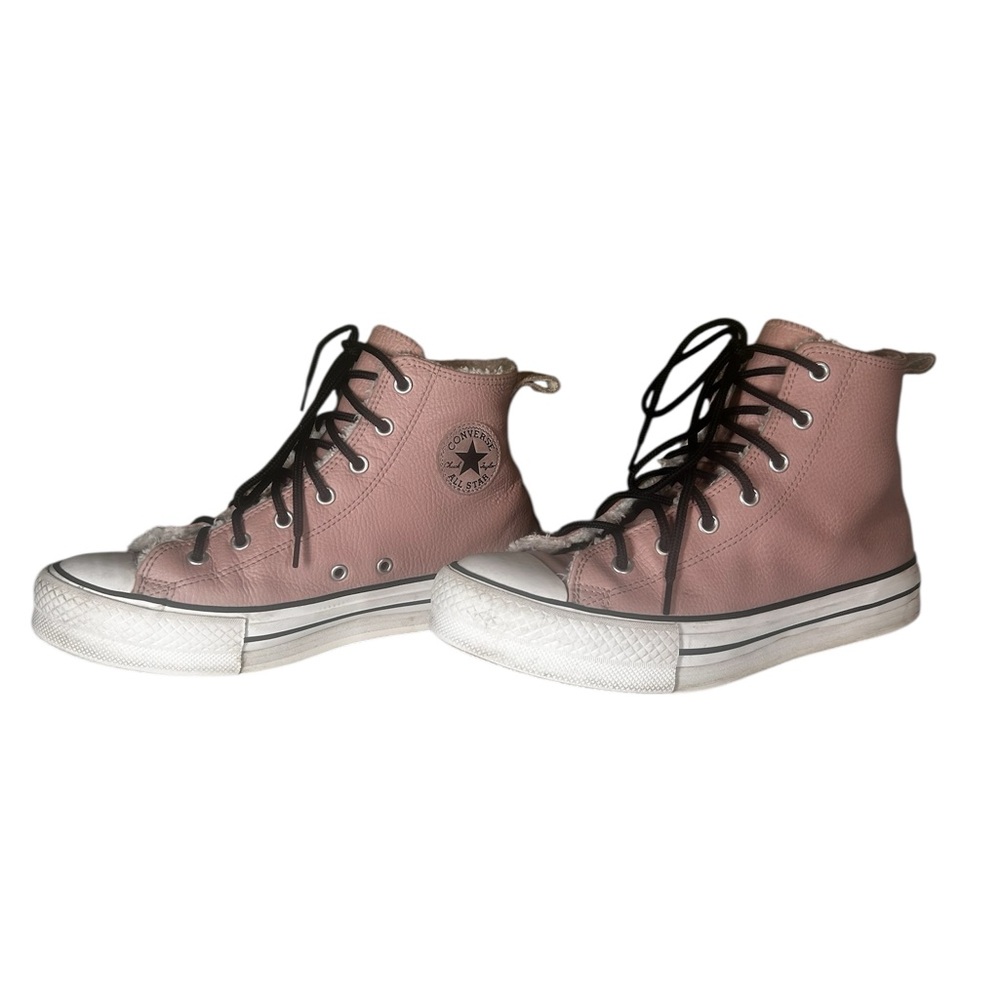 Converse Chuck Taylor Eva Lift High-Top Sneakers pink Sherpa lining size 8